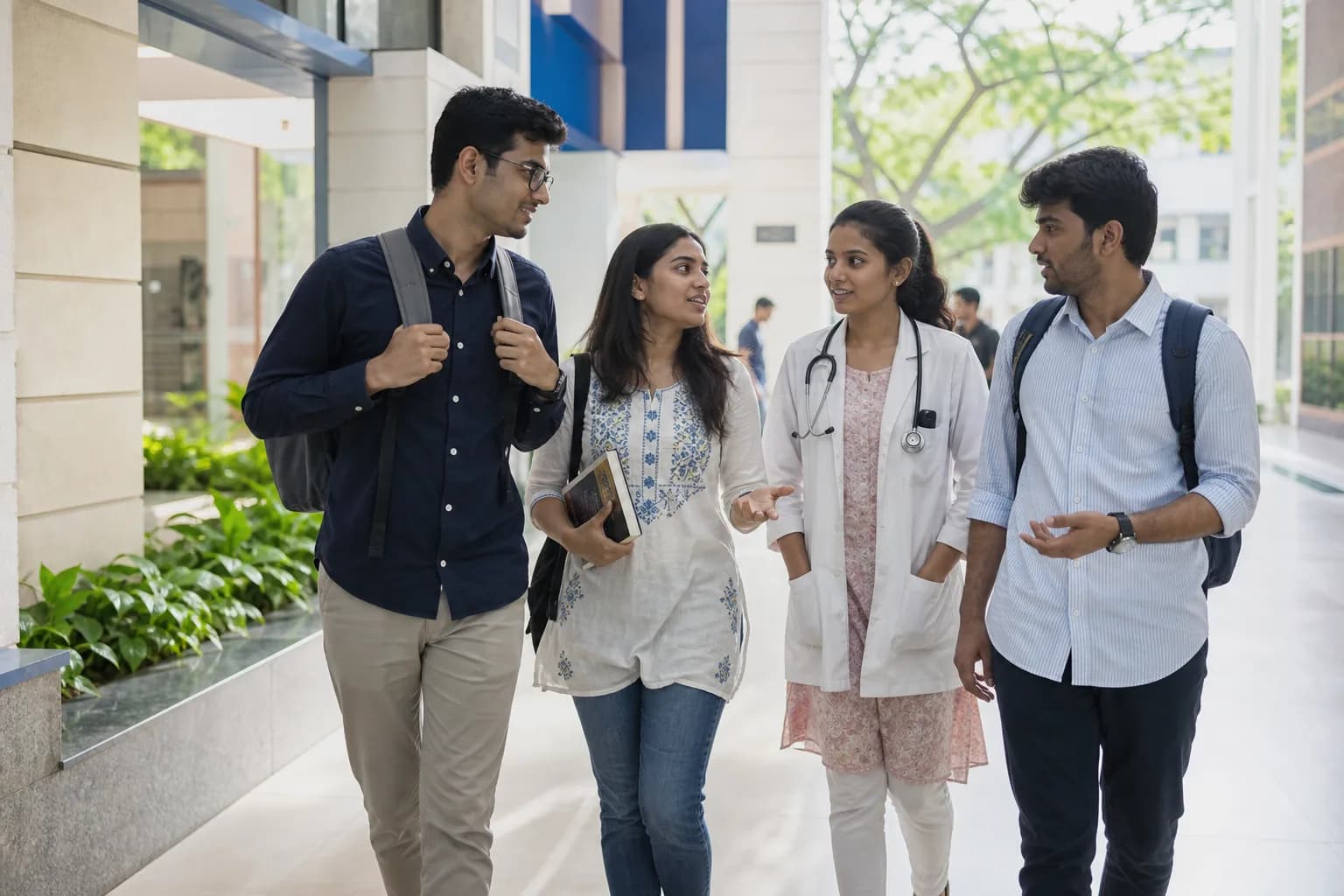 Health-sciences students on the Lata Mangeshkar University campus